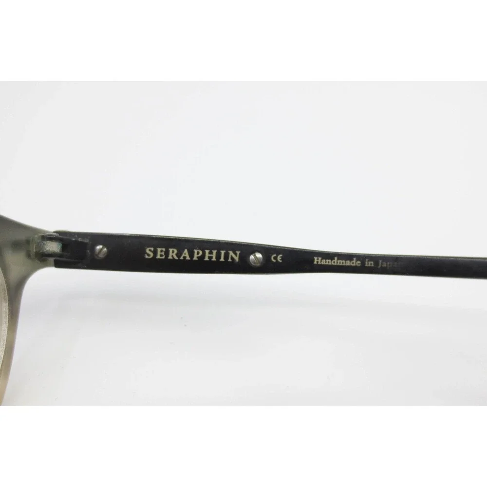 Seraphin Eyeglasses Frames Green Grey Mottled Round Handmade in Japan 36021